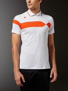 DESCENTE GOLF SHIRT Design By 中田英寿 Size Small Orange/White (2235)